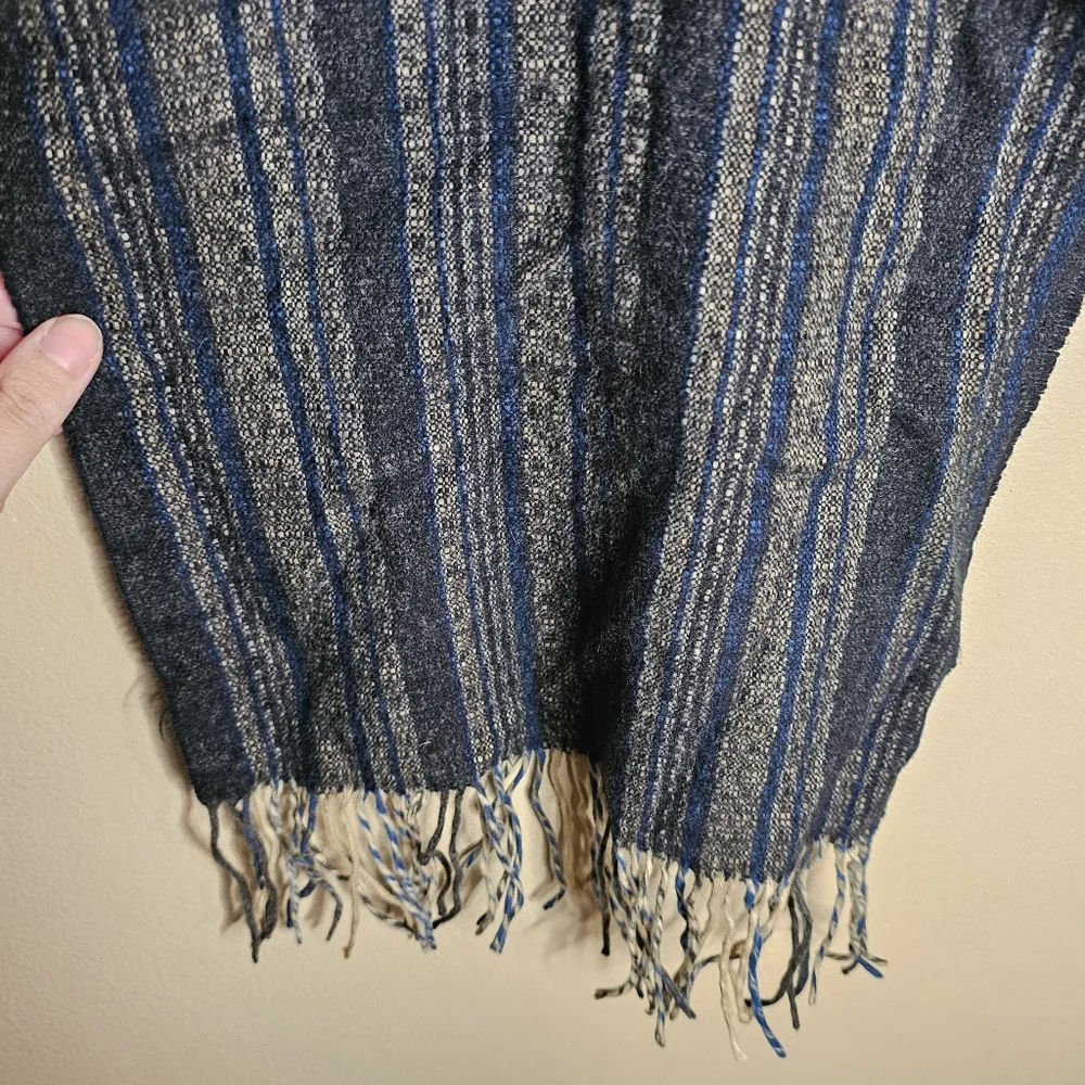 Unisex Blue Gray And Black Scarf